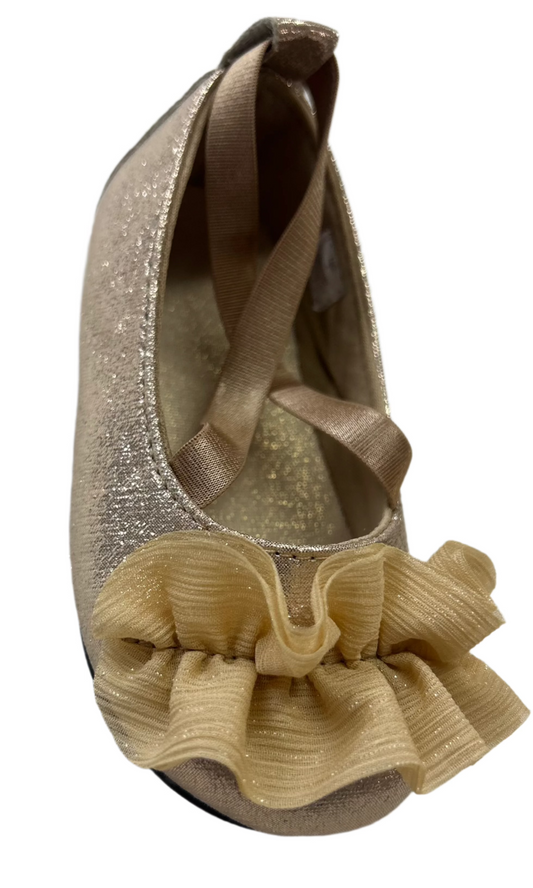 Baby Deer Champayne Gold Ruffle Toe Shoe
