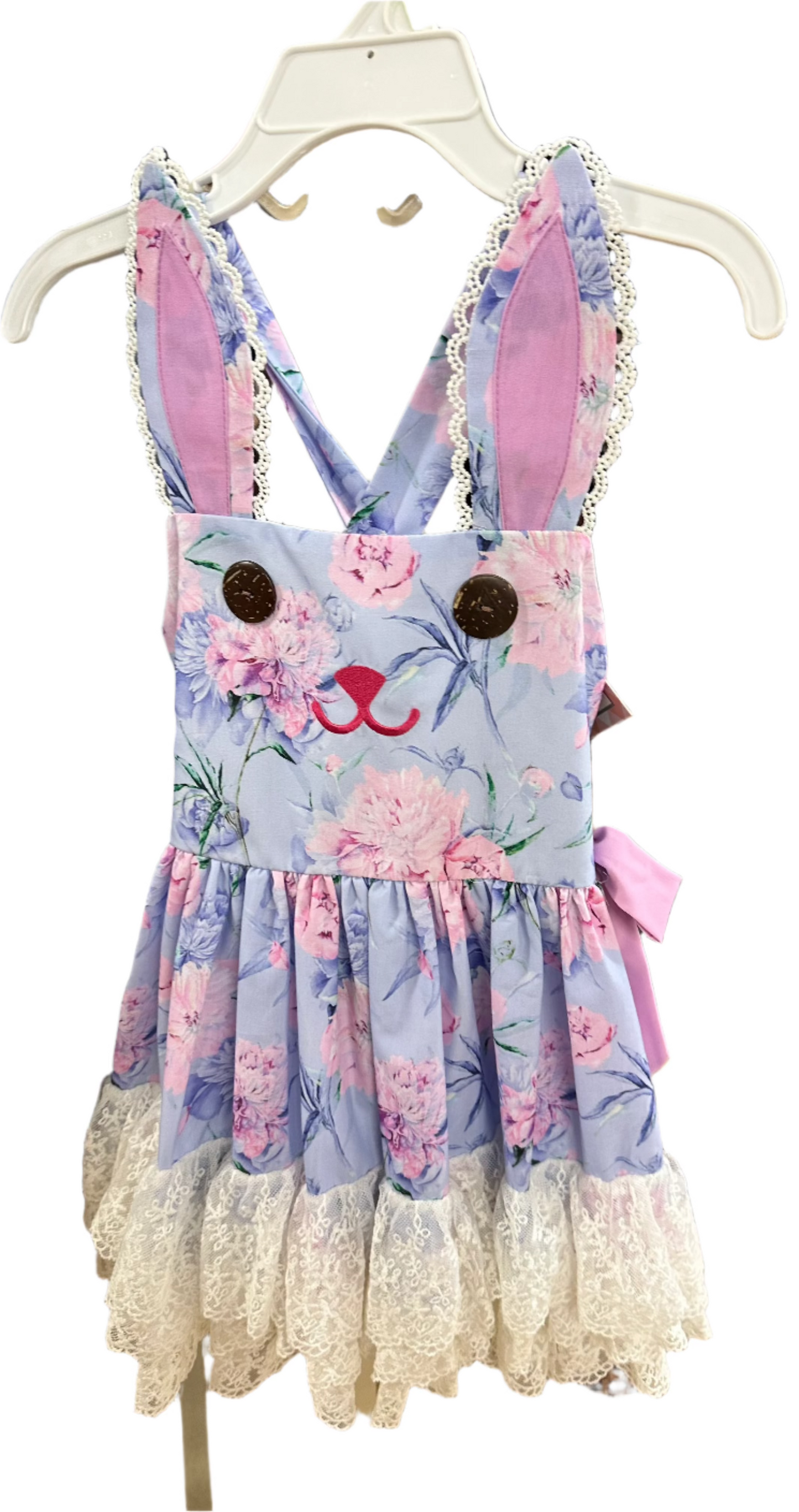 Be Girl Dress Rabbit Embroidered Face Bernie