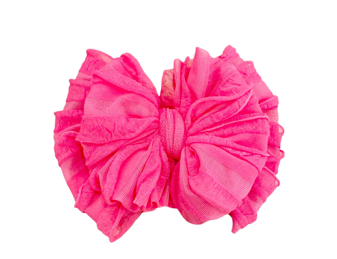 In Awe Ruffle Headband Neon Pink