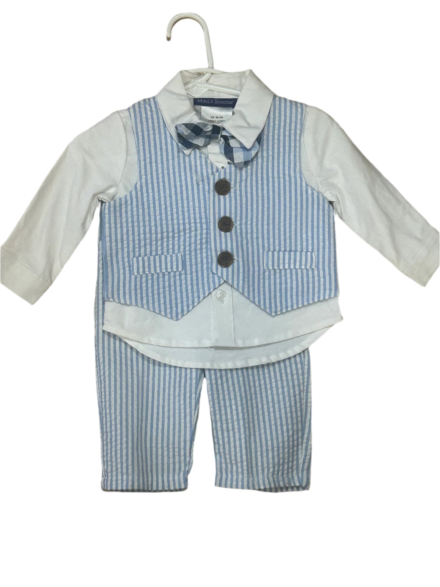 Matt's Scooter 4pc Pant Set Blue/White Seersucker