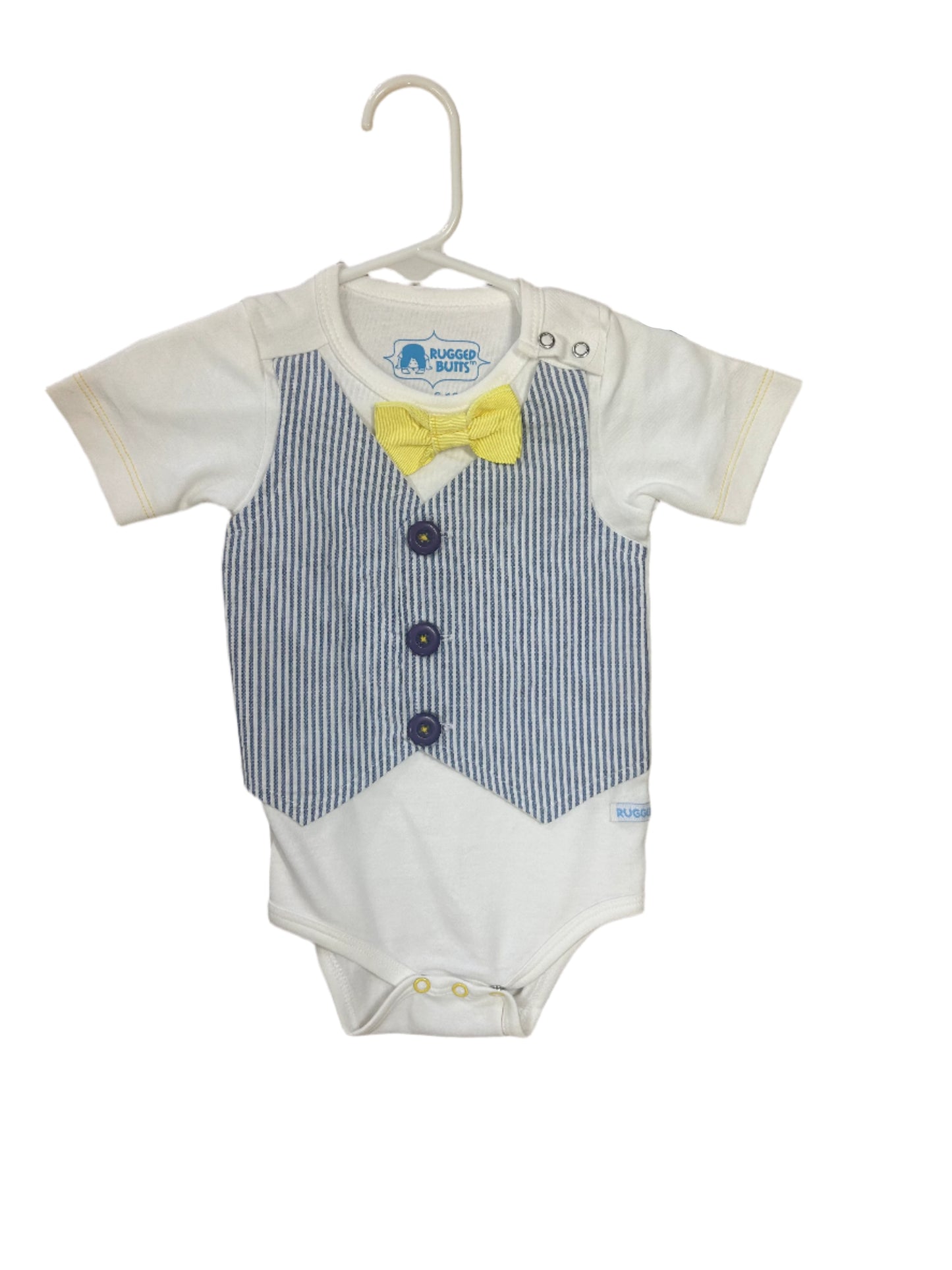 Rugged Butts Blue Seersucker Vest Onesie