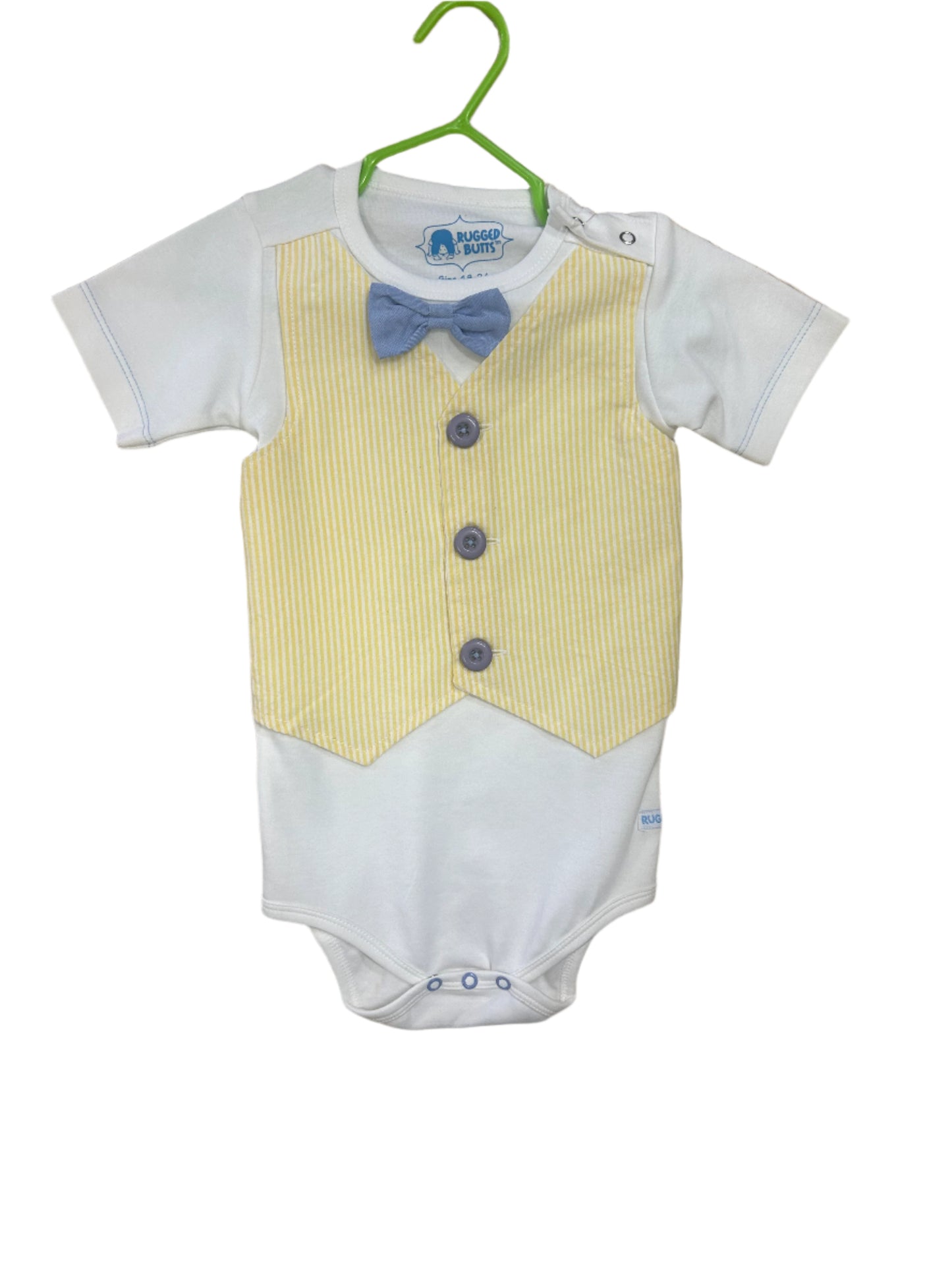 Rugged Butts Yellow Seersucker Vest Onesie