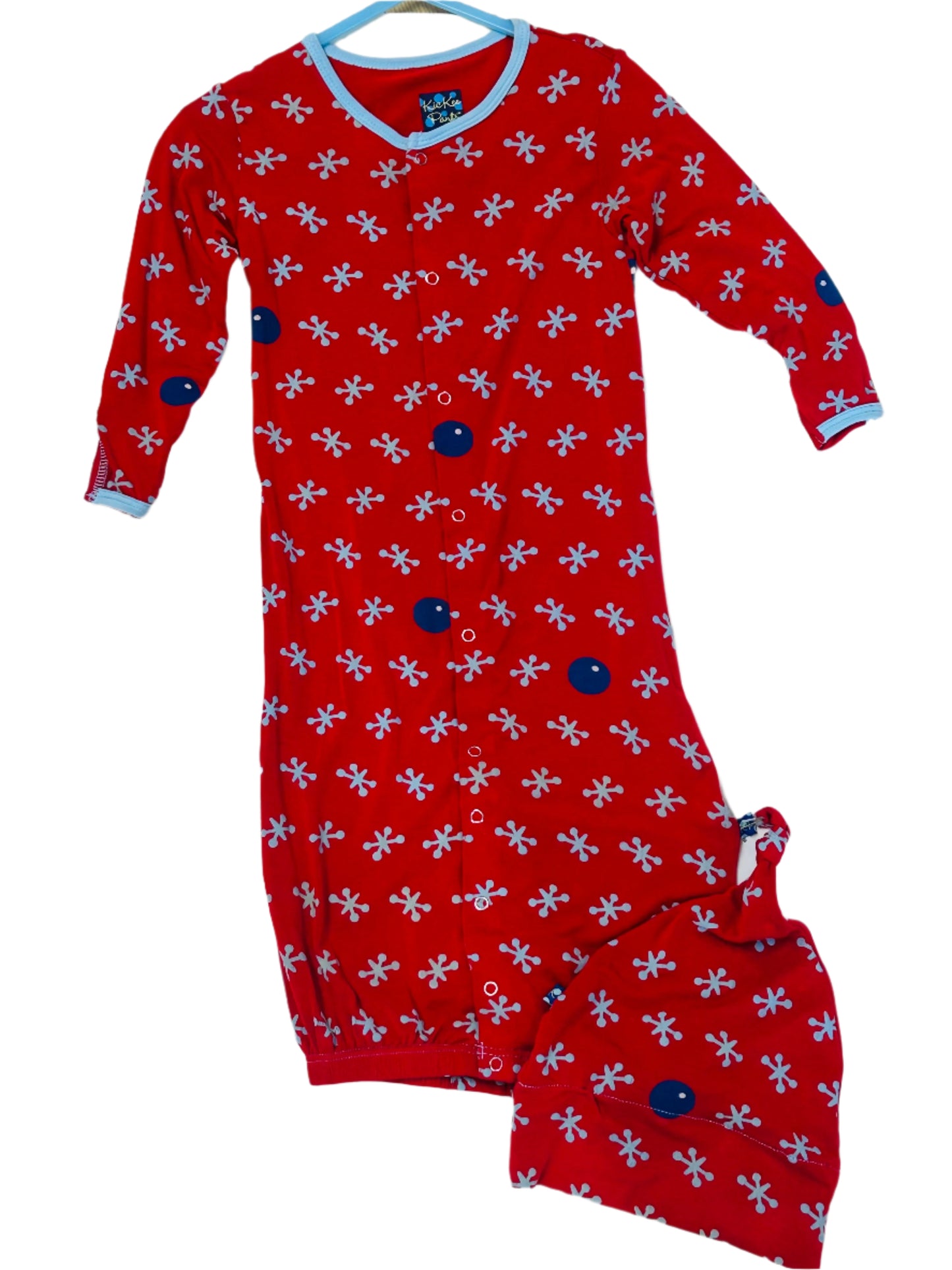 Kickee Pants Layette Gown Converter Set Balloon Jacks w/single knot hat