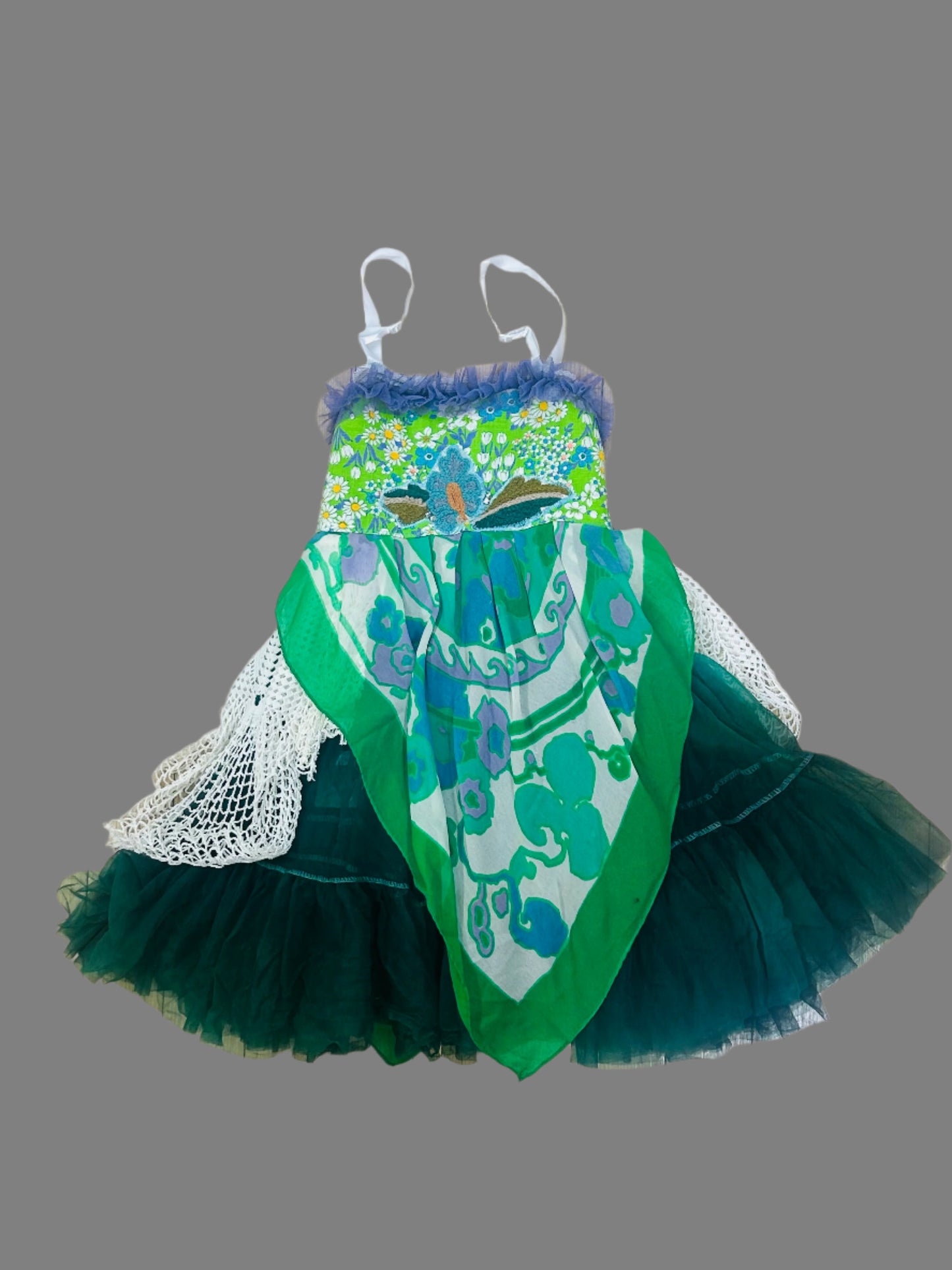 RubyPearl One- of -a- Kind Emerald Green Scarf and Tie Dress