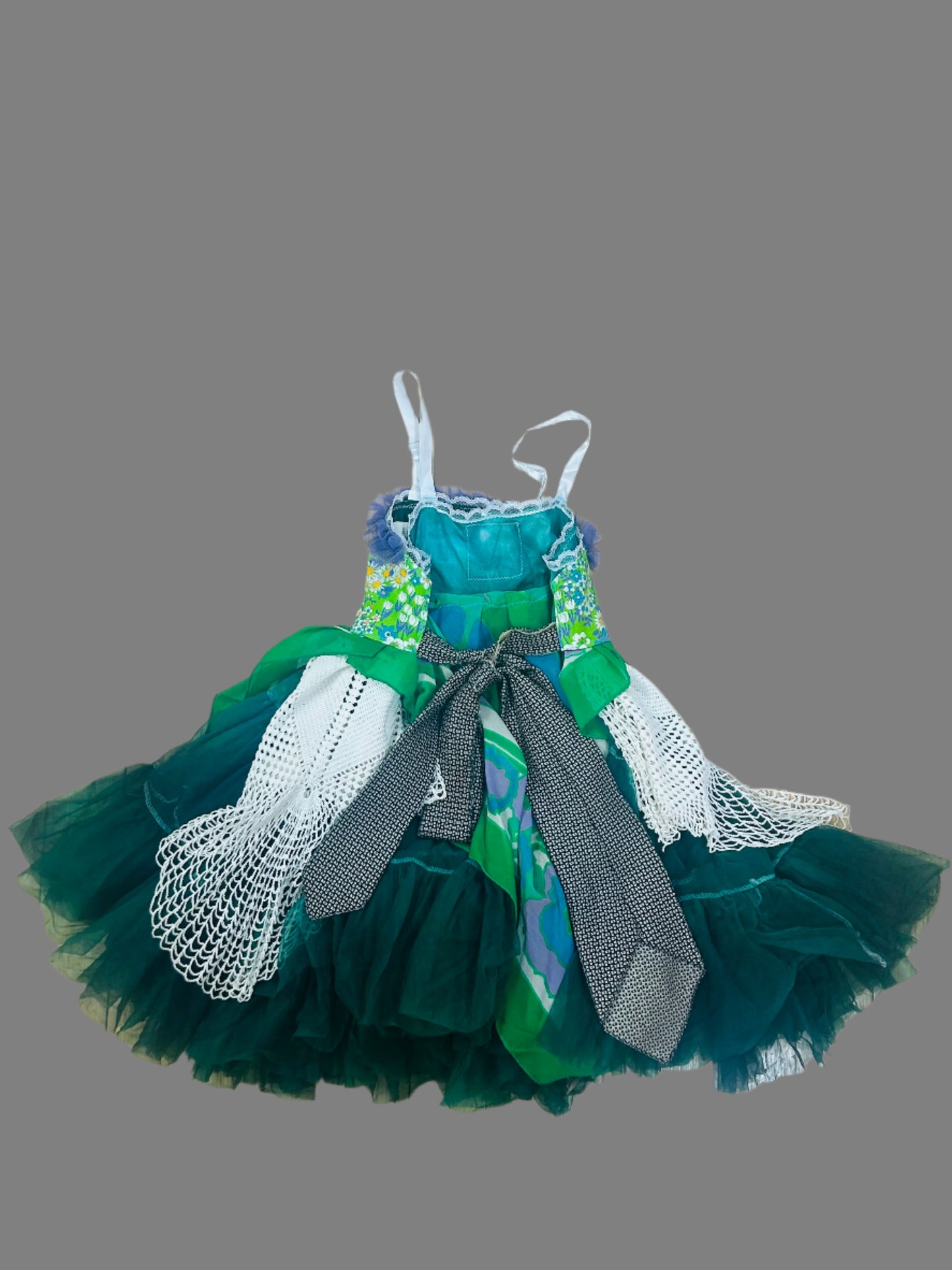 RubyPearl One- of -a- Kind Emerald Green Scarf and Tie Dress