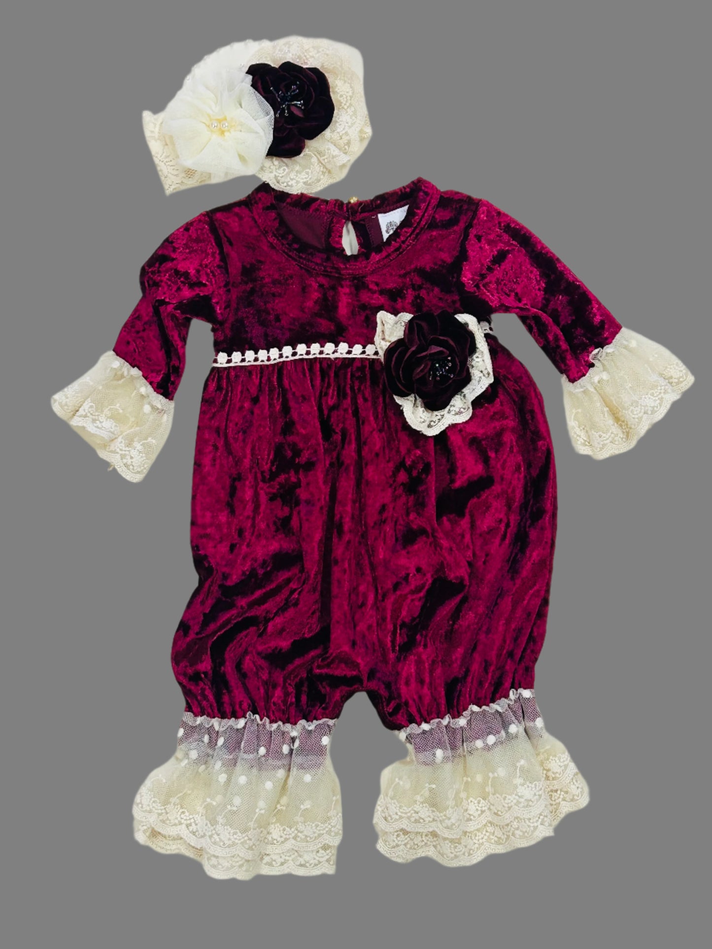 Frilly Frocks Red Velvet Coverall Victoria