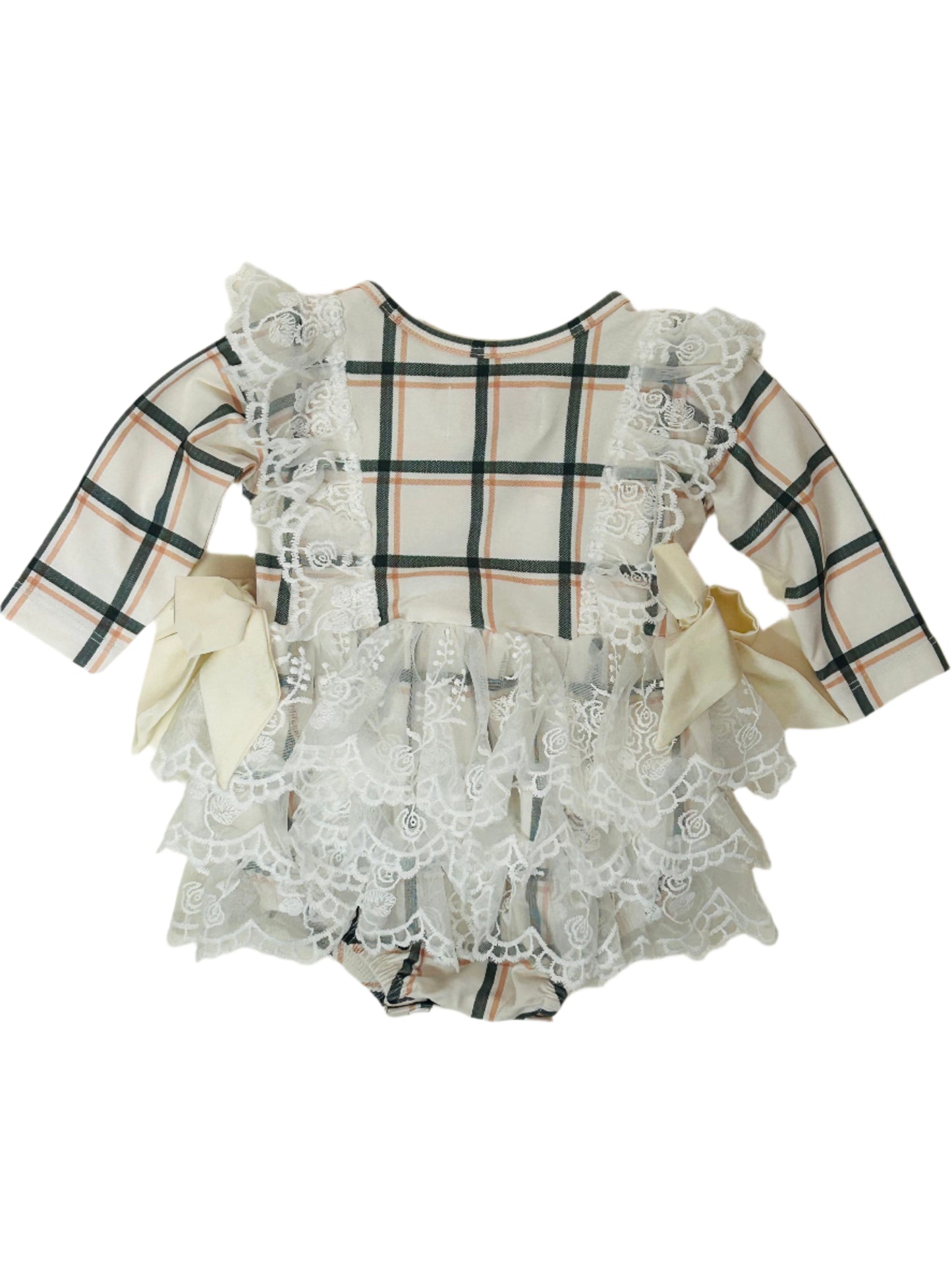 Be Girl L/S Romper Plaid w/Lace