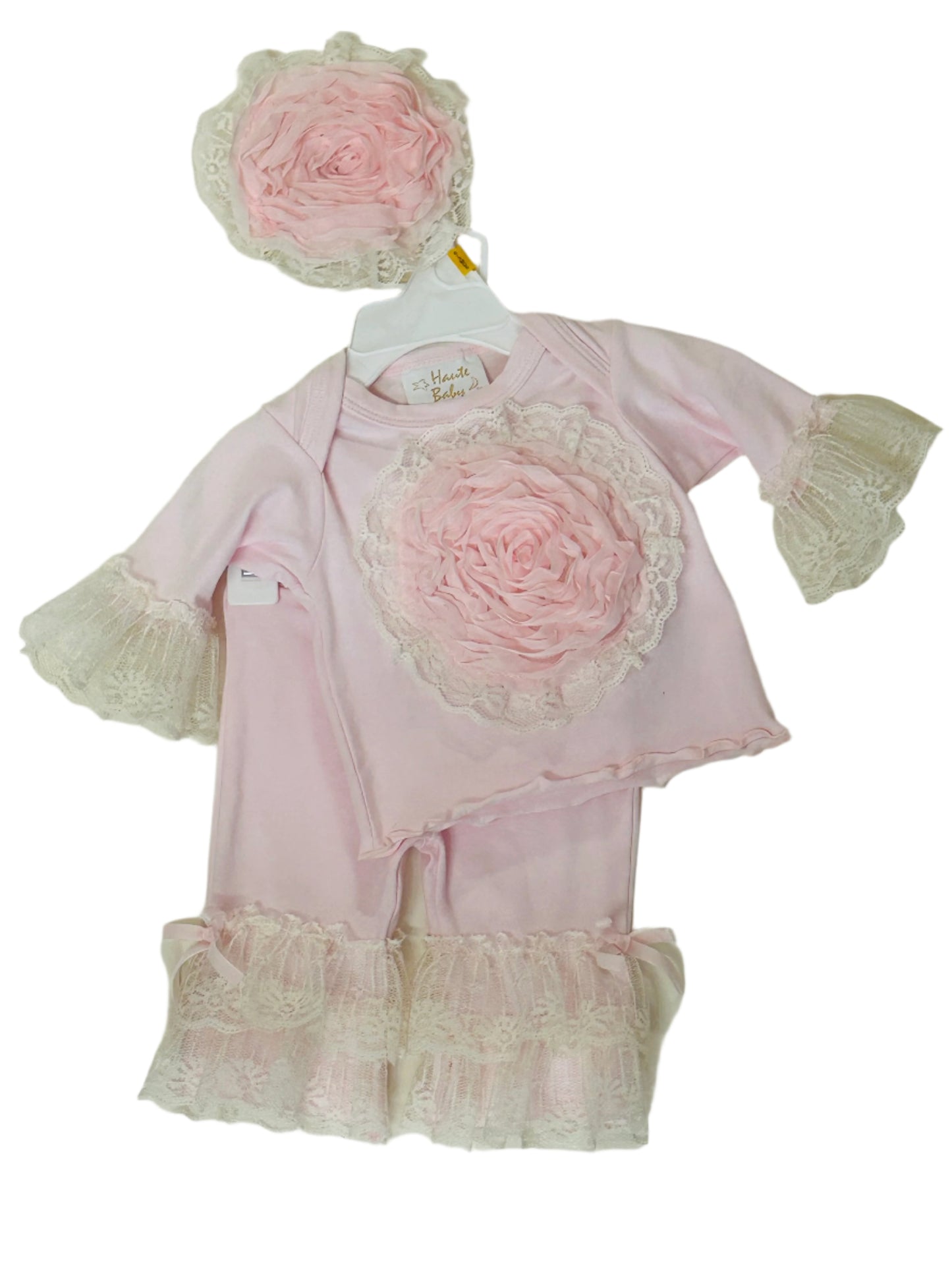 Haute Baby 2pc Pant Set Pink Lullaby