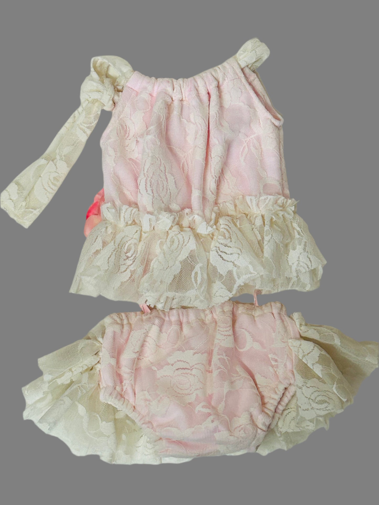 Cuddle Couture 2pc Bloomer Set Pink Lace