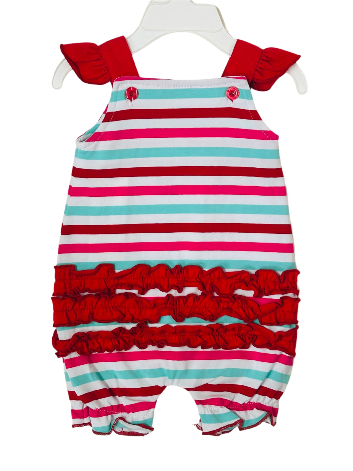 Be Mine Striped Romper w/Crab Applique