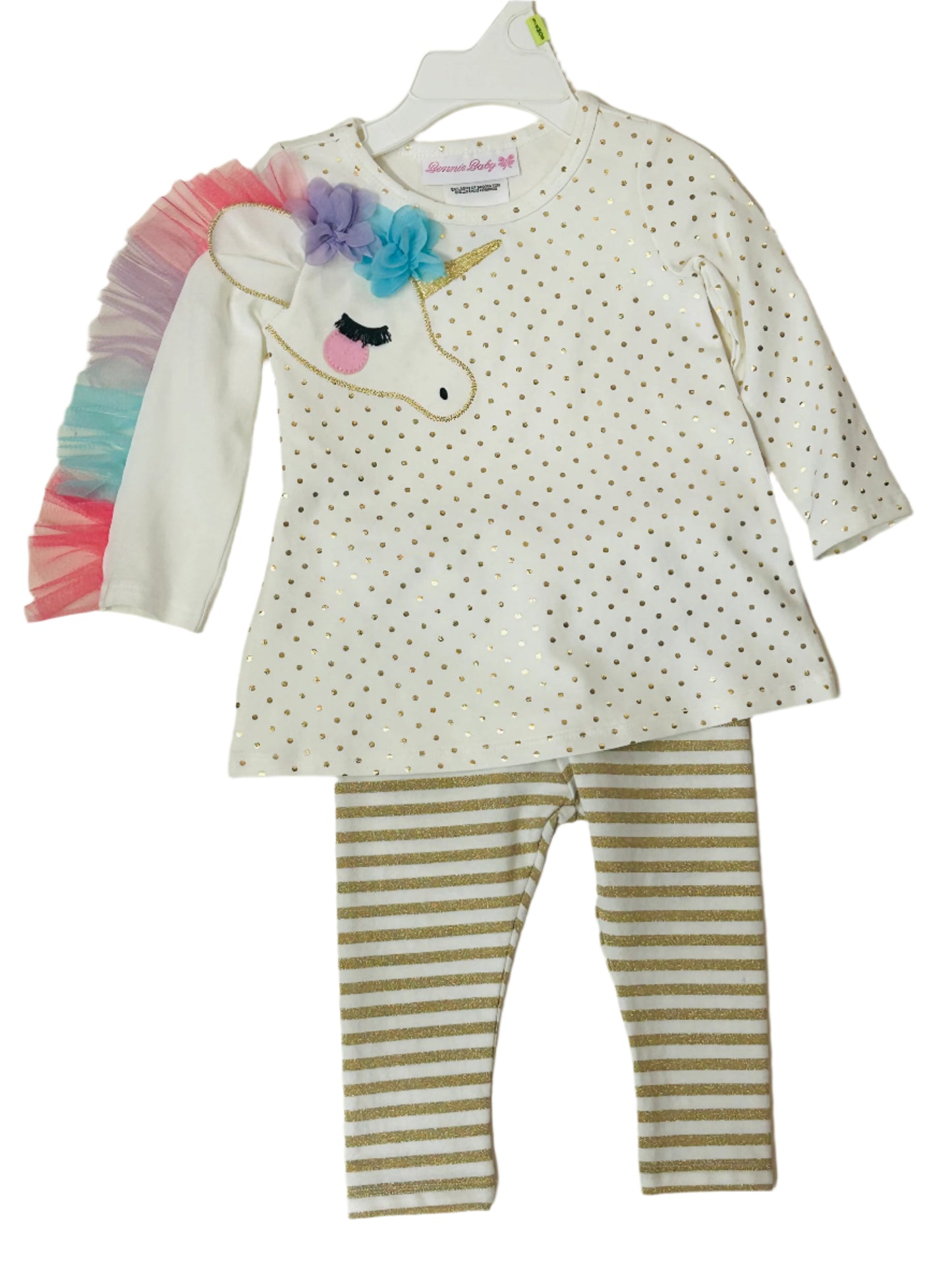 Bonnie Baby 2pc Pant Set Gold Unicorn 8518