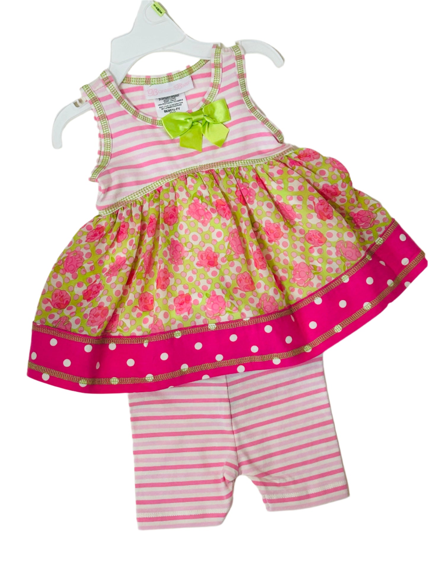 Bonnie Baby 2pc Short Set Pink/Green Floral 10121