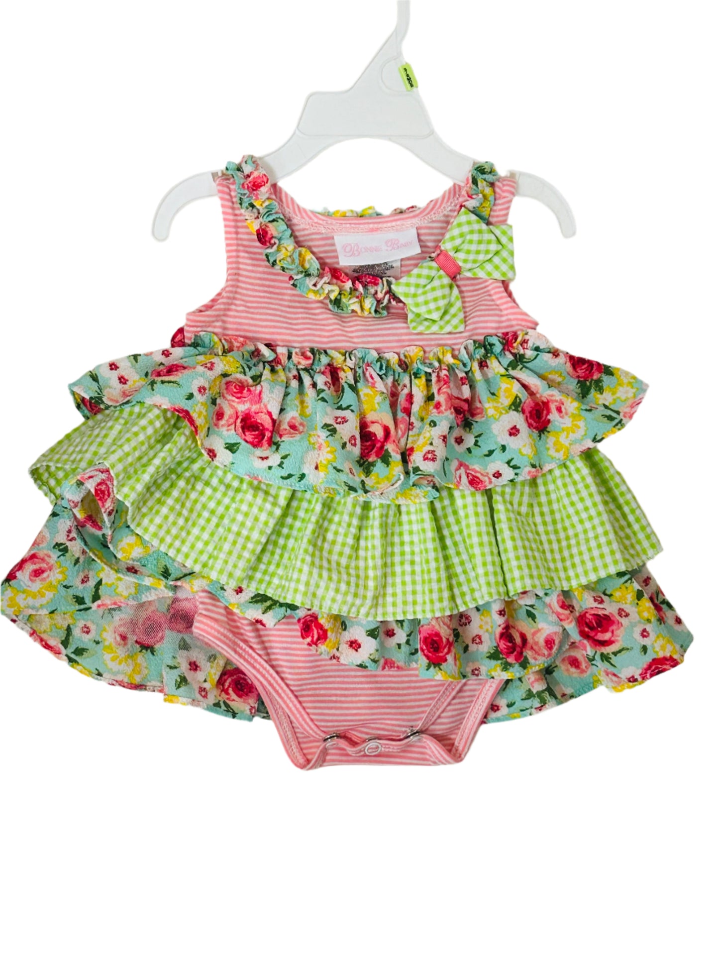 Bonnie Baby Romper Pink/Green 7959