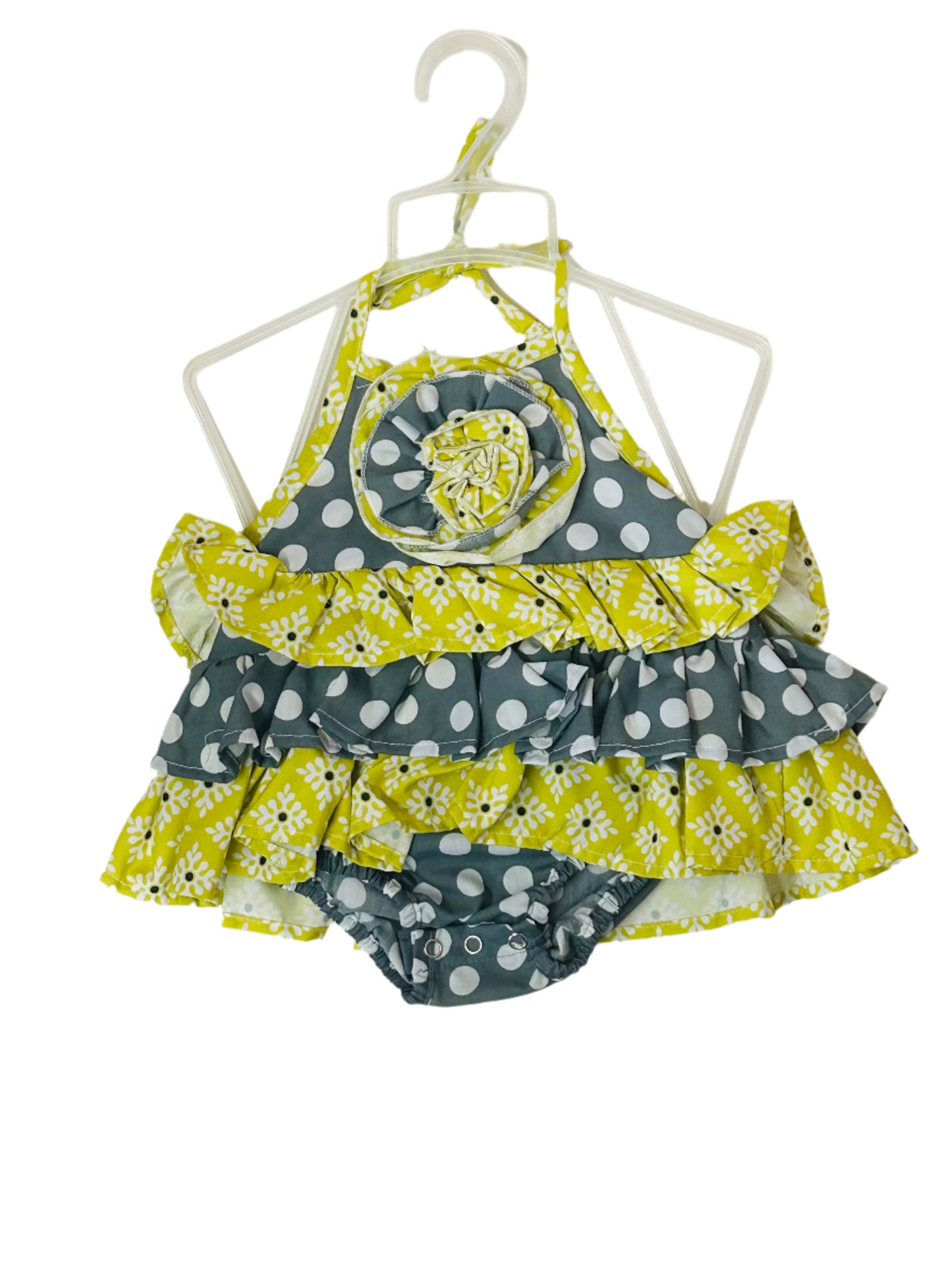 Gurlybird Lime Green/Gray Halter Romper
