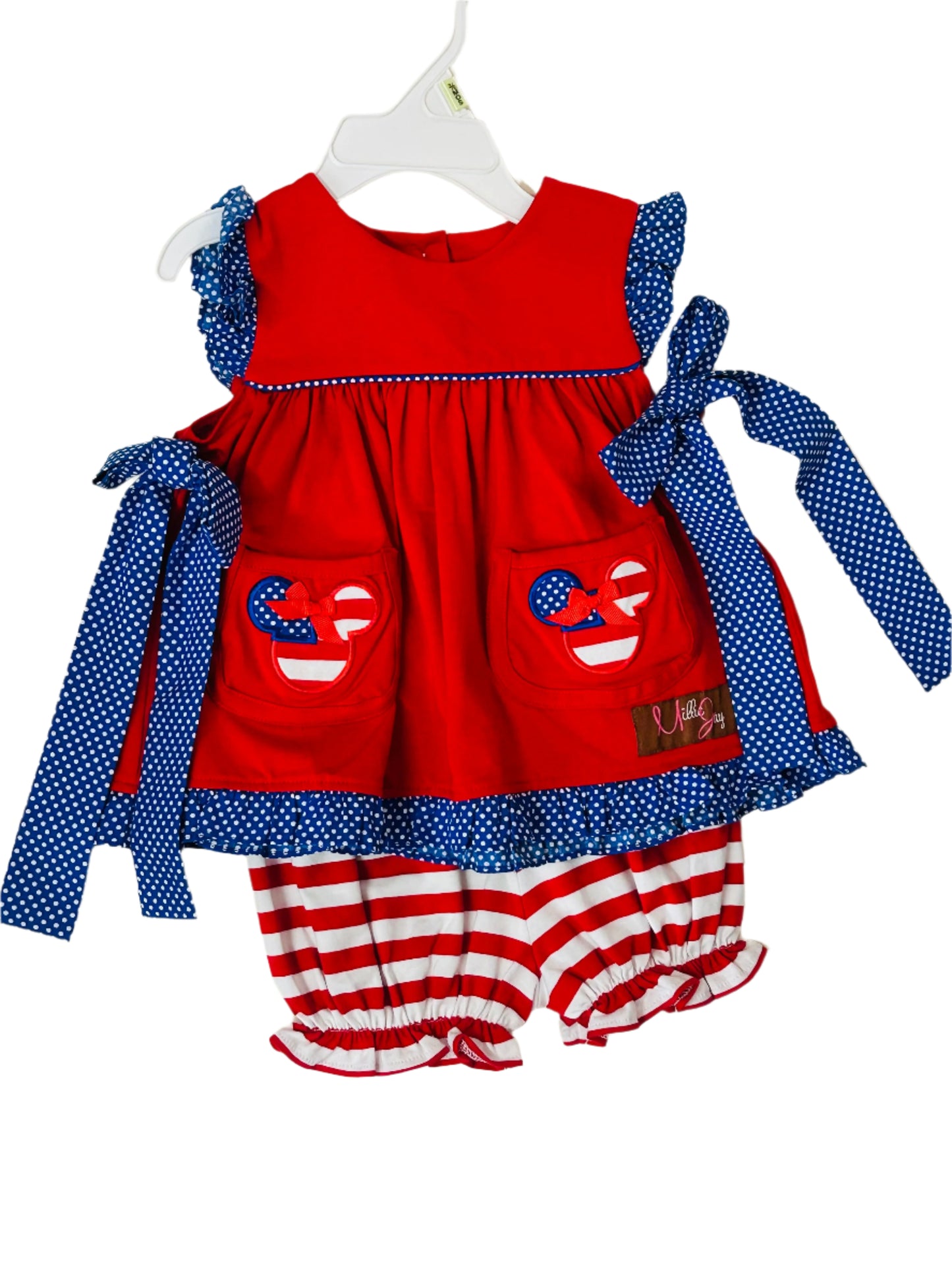 Millie Jay 2pc Short Set Red/White/Blue Minnie