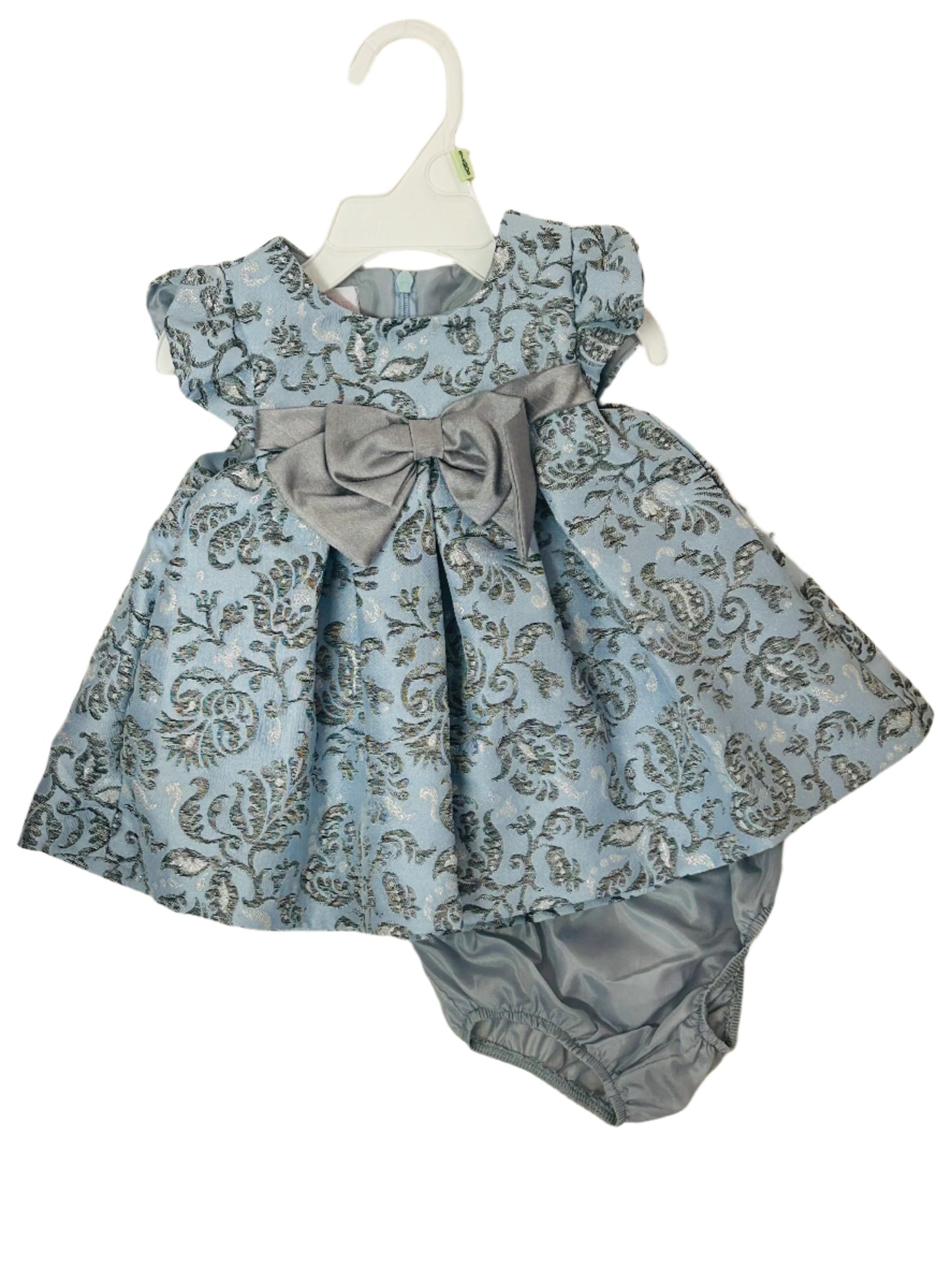 Bonnie Baby 2pc Bloomer set Blue/Gray Dress 7855