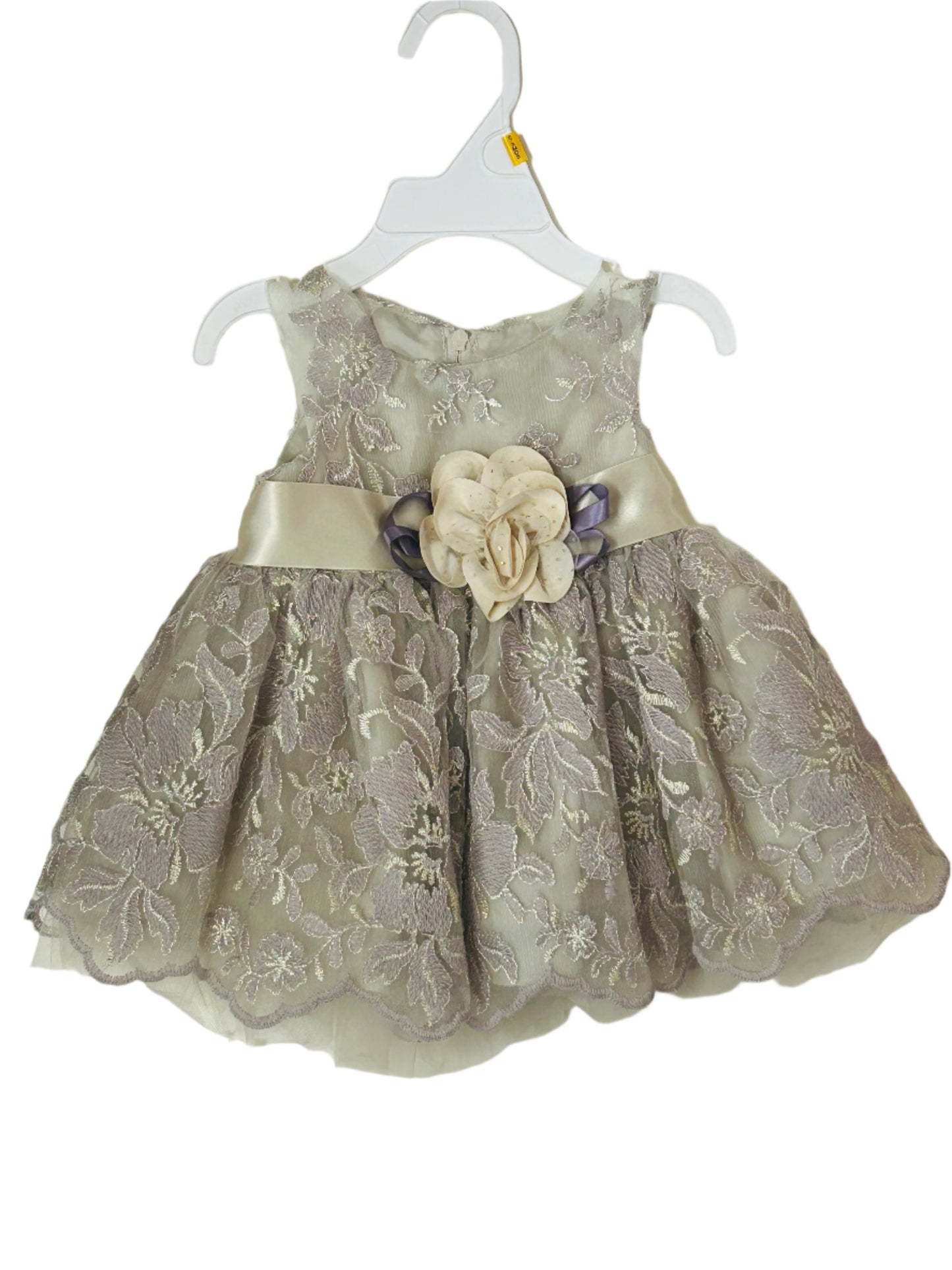 Bonnie Baby Taupe Dress w/Rose 11538