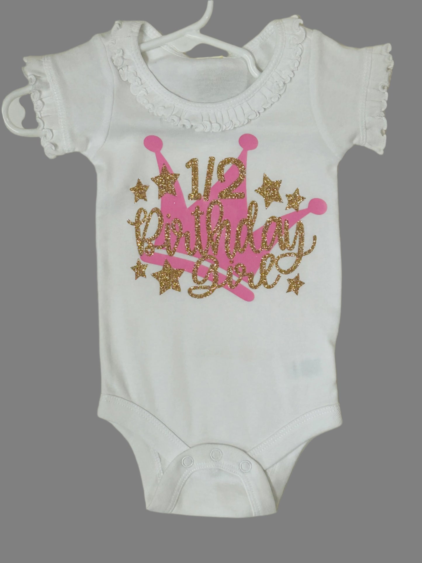 1/2 Birthday Girl Gold Glitter One Piece