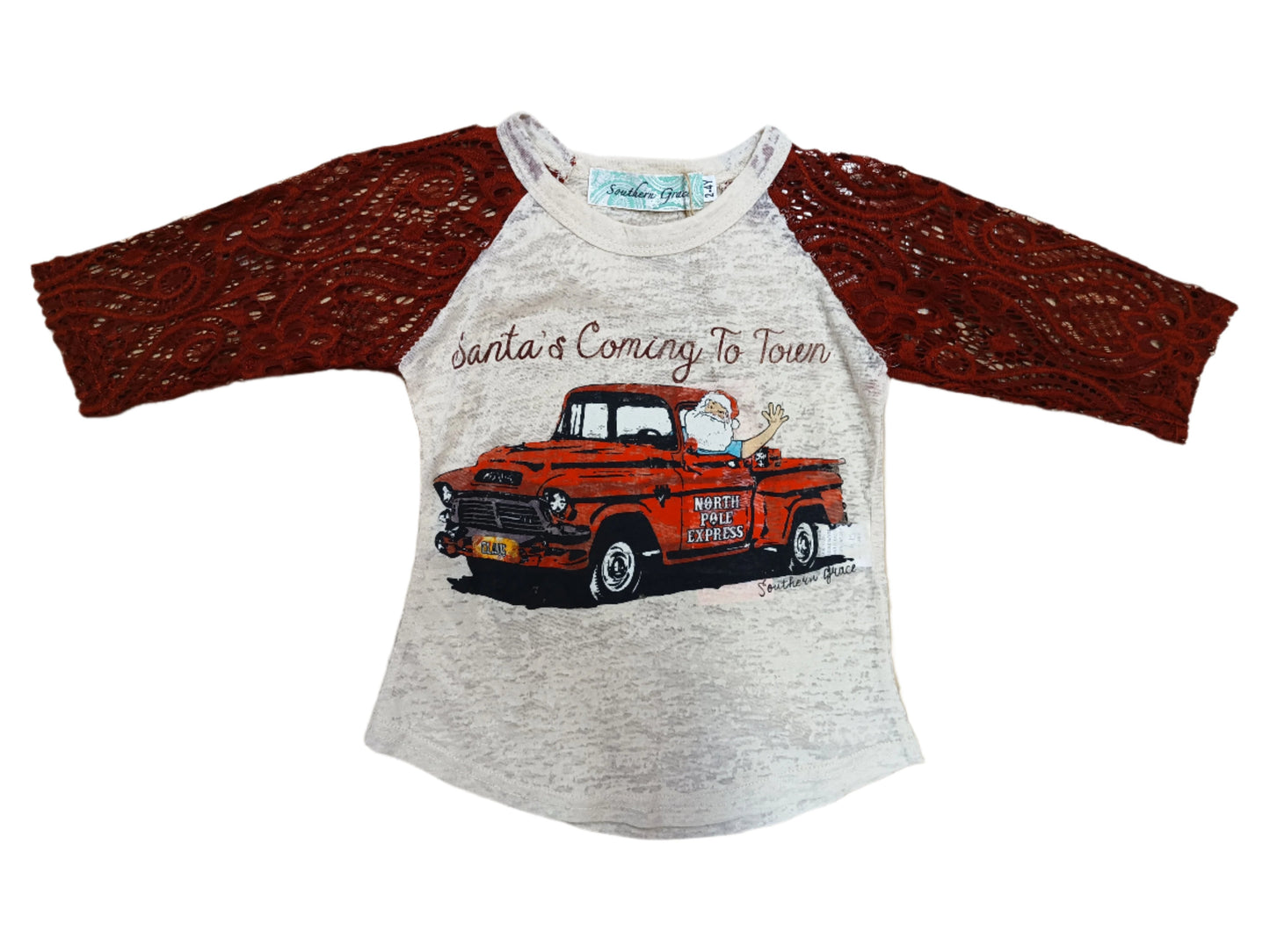 Souther Grace Red Lace Sleeve Santa Truck