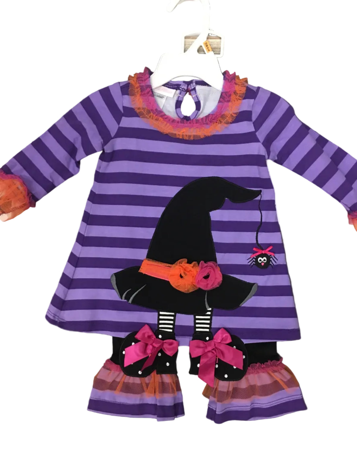 Bonnie Jean B21069-PL Purple Stripe w/Witch Hat pant set