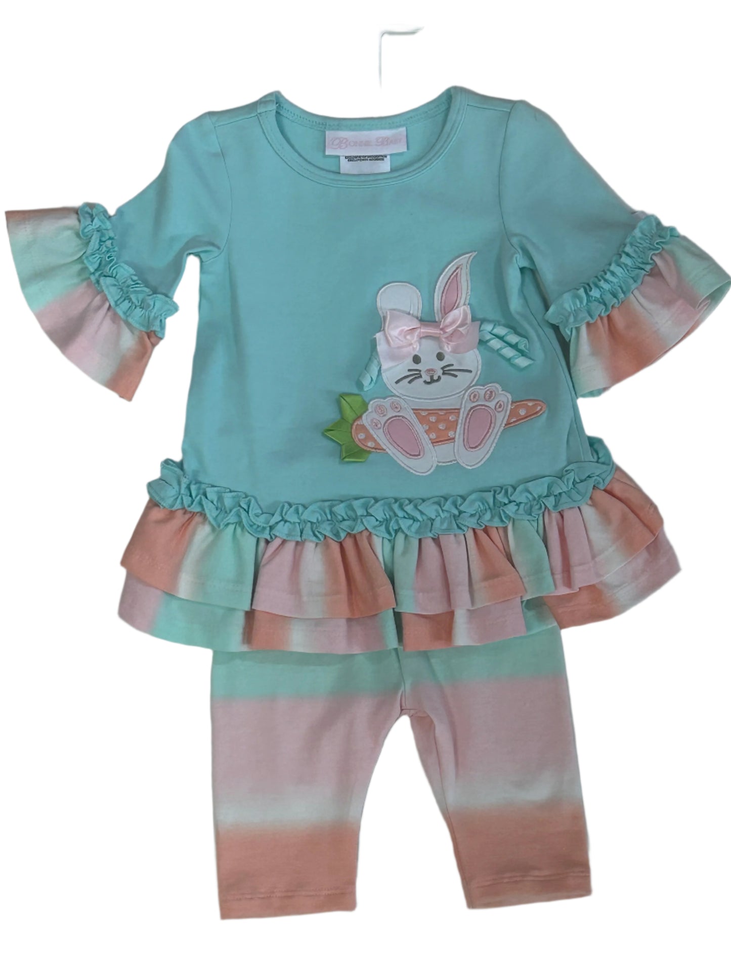 Bonnie Baby Aqua/Peach Bunny 2pc set R07904