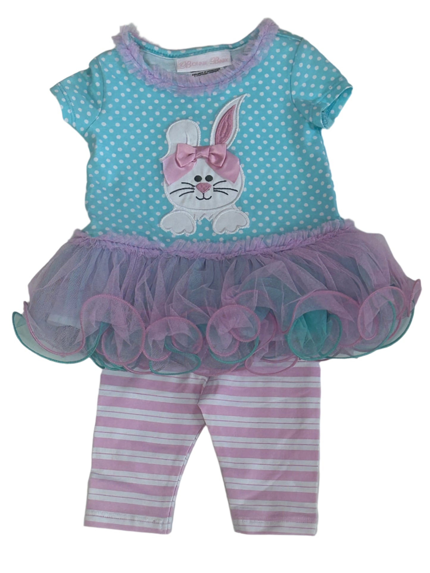 Bonnie Baby Aqua Polka Dot Bunny 2pc set R02469