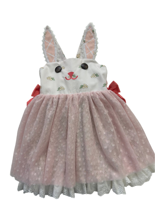 Be Girl Betty Dress Peach/White Bunny