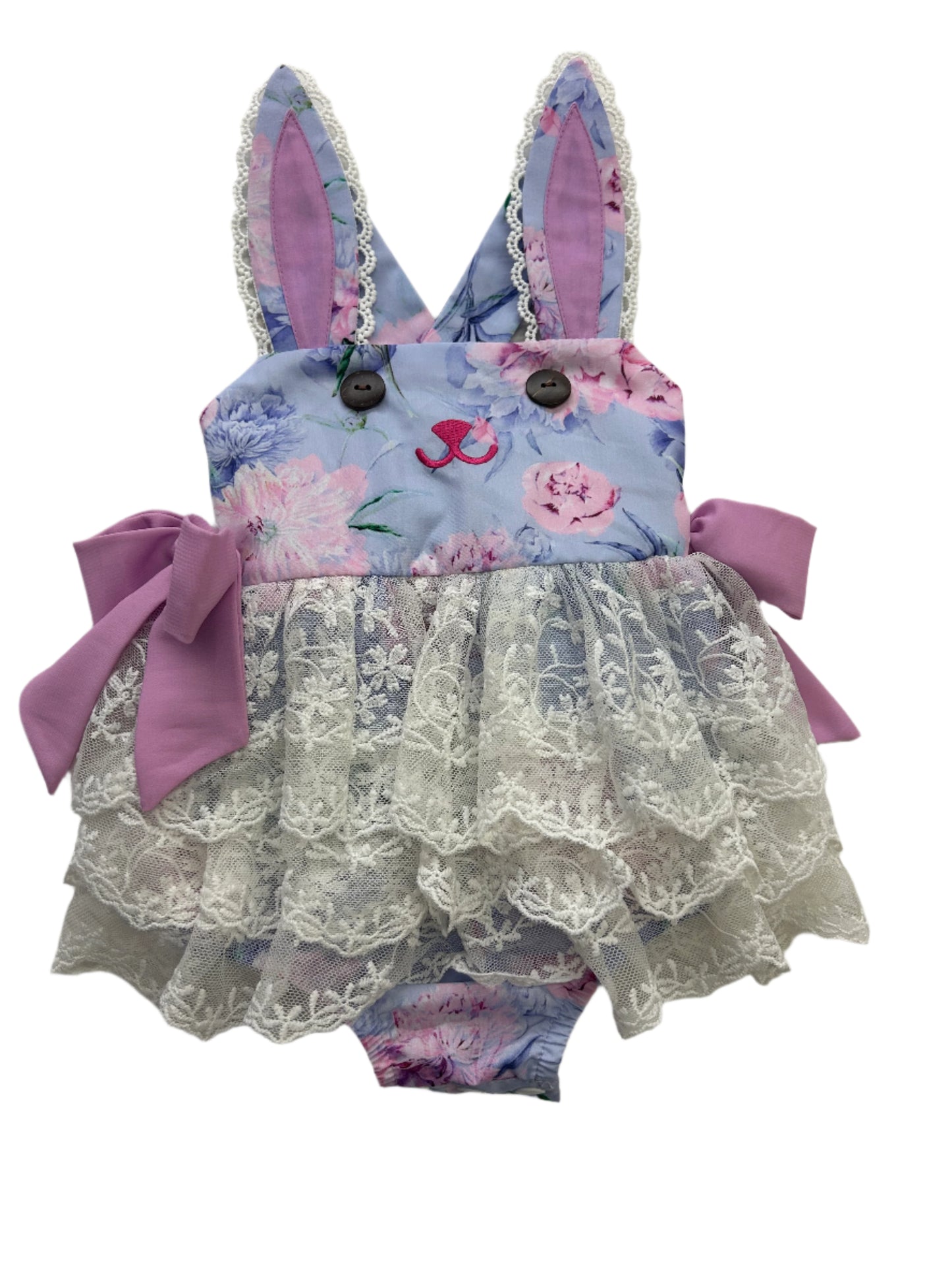 Be Girl Valencia Bubble Romper Purple/Blue Bunny