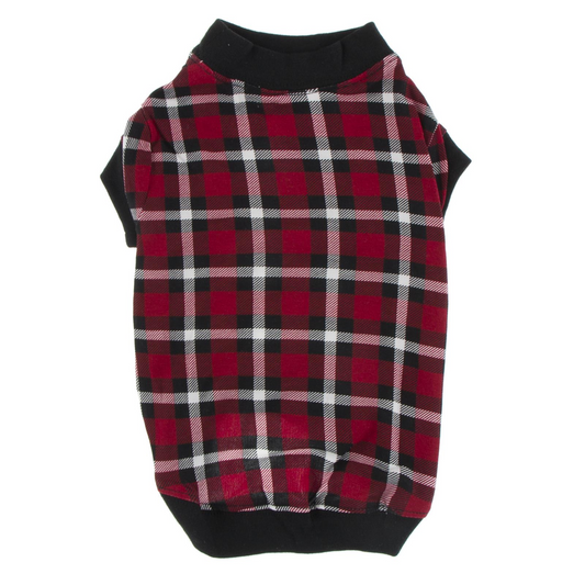 Kickee Pants Dog Tee Crimson 2020 Holiday Plaid