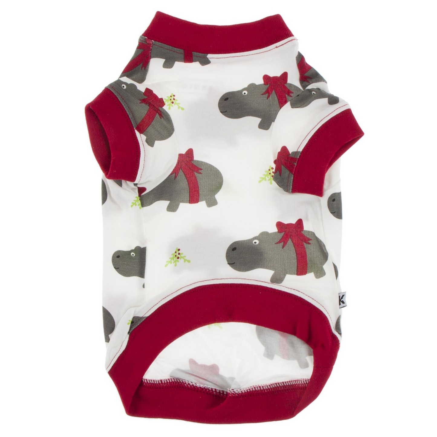 Kickee Pants Dog Tee Natural Christmas Hippo