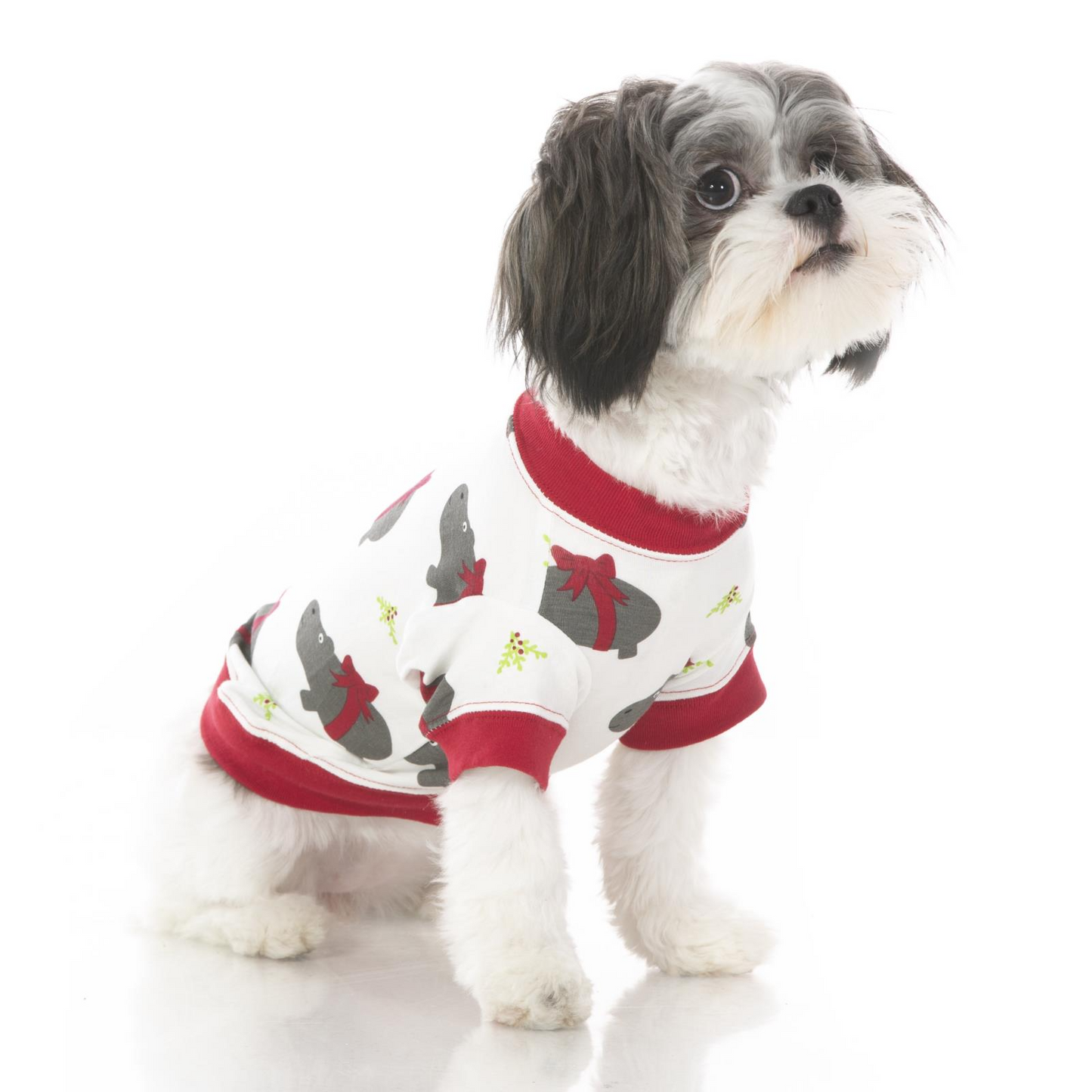 Kickee Pants Dog Tee Natural Christmas Hippo