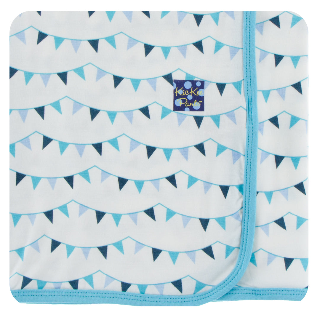Kickee Pants Swaddle Blanket Confetti Party Flags