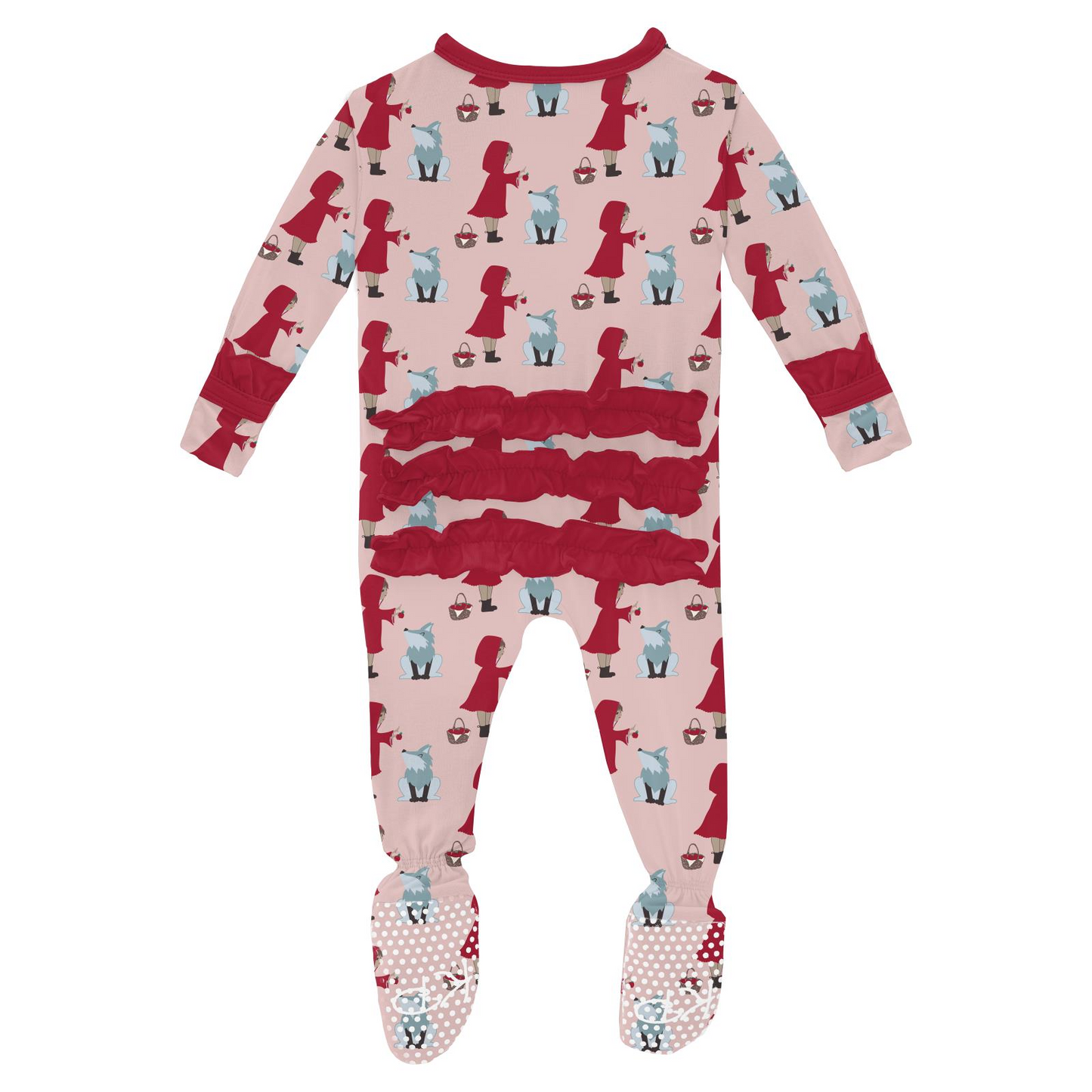 Kickee Pants Girl Ruffle Footie w/2way zipper Baby Rose Little Red Let's Be Friends