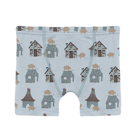 Kickee Pants Boy Boxer Brief Illusion Blue Three Little Pigs