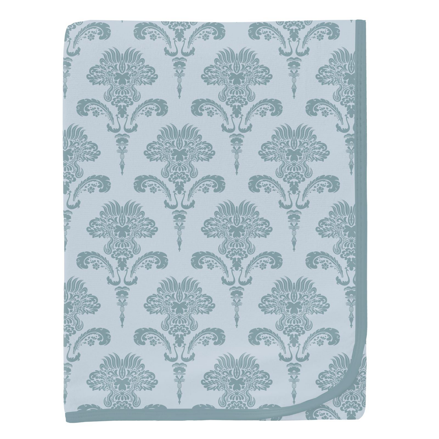 Kickee Pants Swaddle Blanket Print Illusion Blue Damask