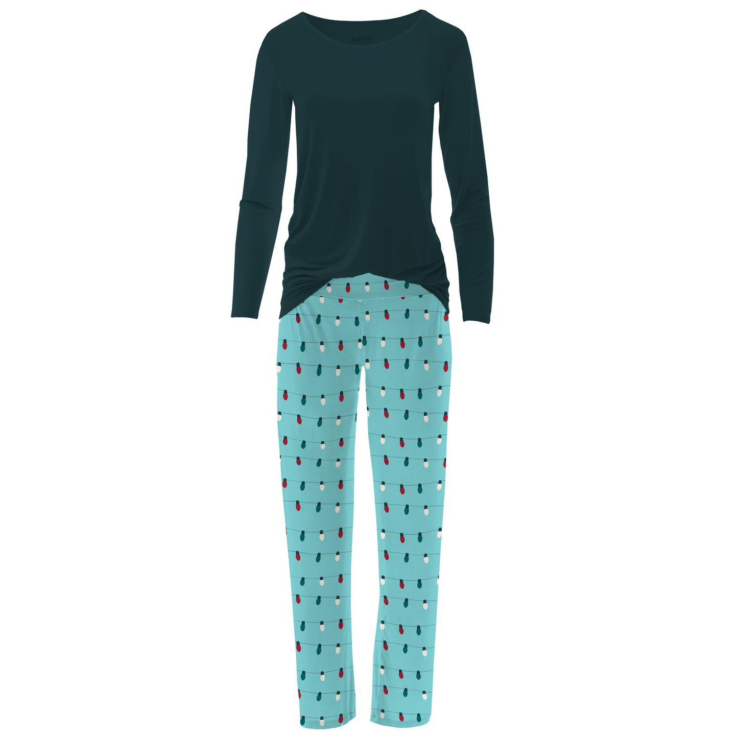 Kickee Pants Women L/S PJ Set Iceberg Holiday Lights