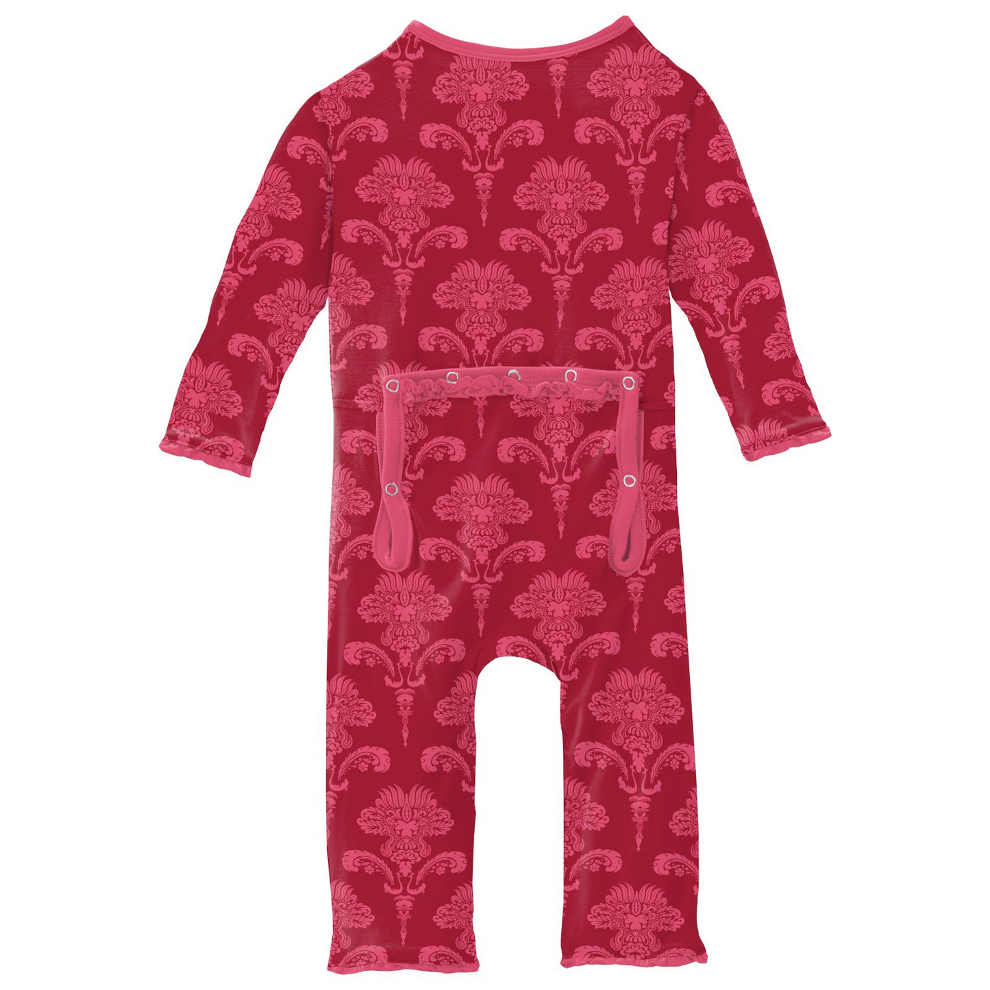 Kickee Pants Girl Muffin Ruffle Coverall w/2way zipper Crimson Damask