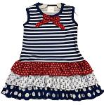 Baby Gantz Ruffle Dress Nautical Royal Blue Stripe