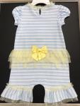 Bonnie Baby Blue Stripe Romper w/Applique Yellow Duck