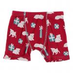 Kickee Pants Boy Boxer Brief Crimson Puppies and Presents