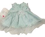Frilly Frocks Aurora Baby Dress Mint w/White Lace Overlay fau04