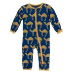 Kickee Pants Boy Coverall w/ Zipper Navy Camel