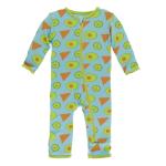 Kickee Pants Boy Coverall w/Zipper Print Avocado Chips & Lime
