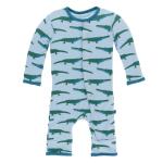 Kickee Pants Boy Coverall w/ Snaps Pond Crocodile