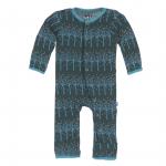 Kickee Pants Boy Coverall w/ Snaps Pine Frosted Birch