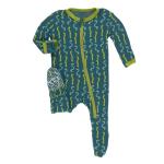Kickee Pants Boy Footie w/Zipper Oasis Worms