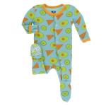 Kickee Pants Boy Footie w/Snaps Avocado Chips & Lime