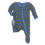 Kickee Pants Boy Footie w/Snaps Stone Tractor