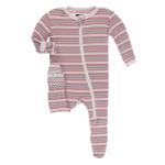 Kickee Pants Boy Footie w/Zipper India Dawn Stripe