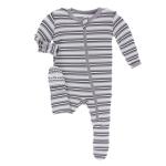 Kickee Pants Boy Footie w/Zipper India Pure Stripe